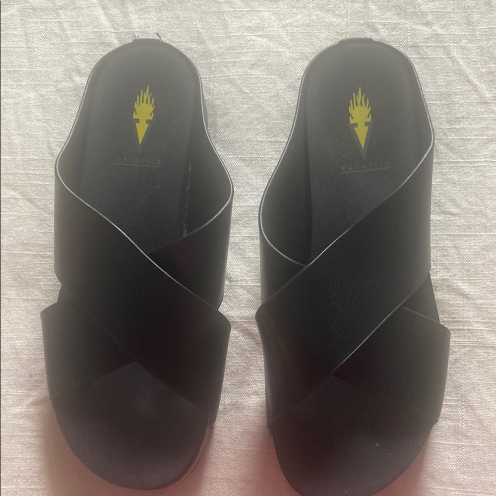 Volatile Black Mules Minimalist Design